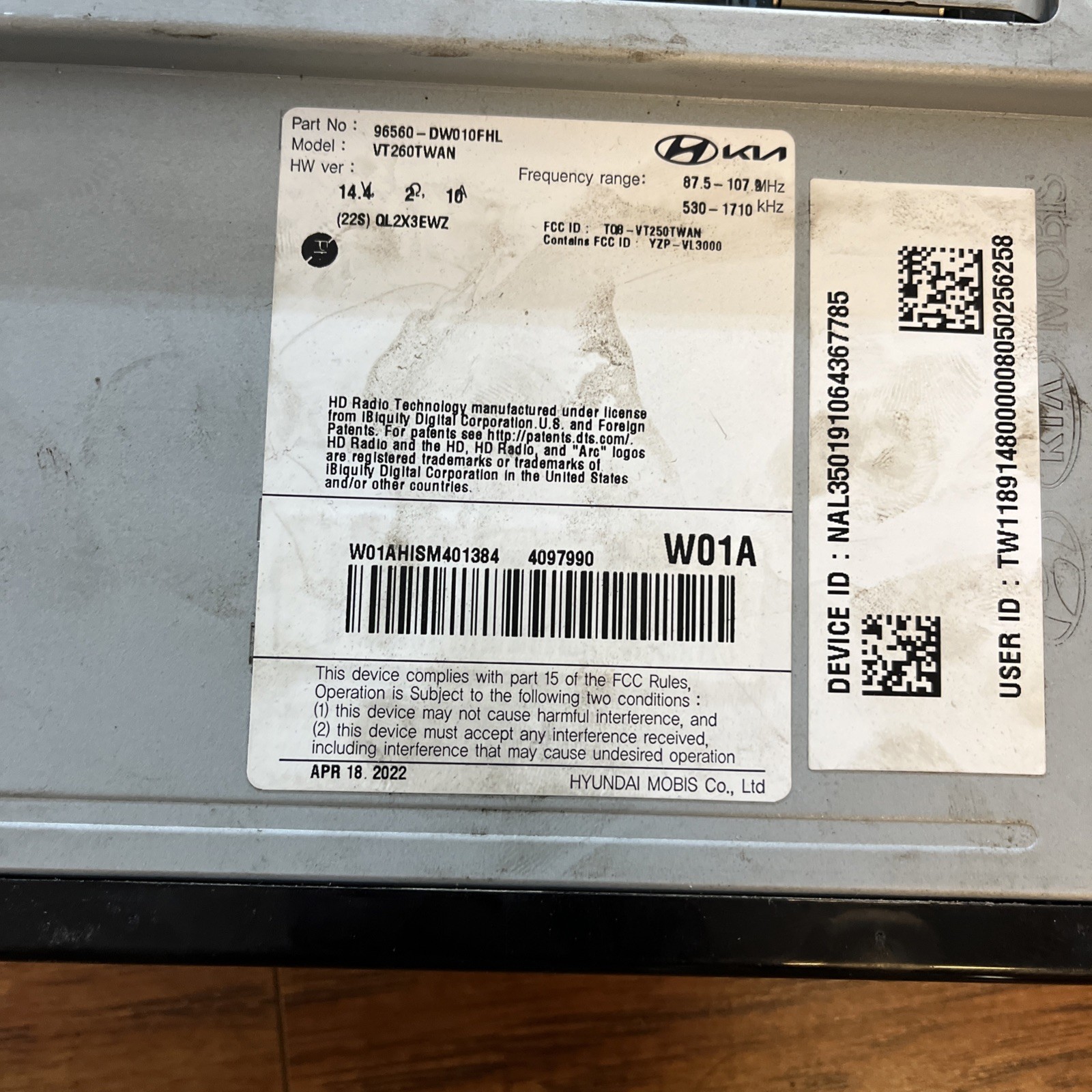 2023 2024 2025 KIA SPORTAGE OEM AUDIO RADIO RECEIVER 96560DW010FHL