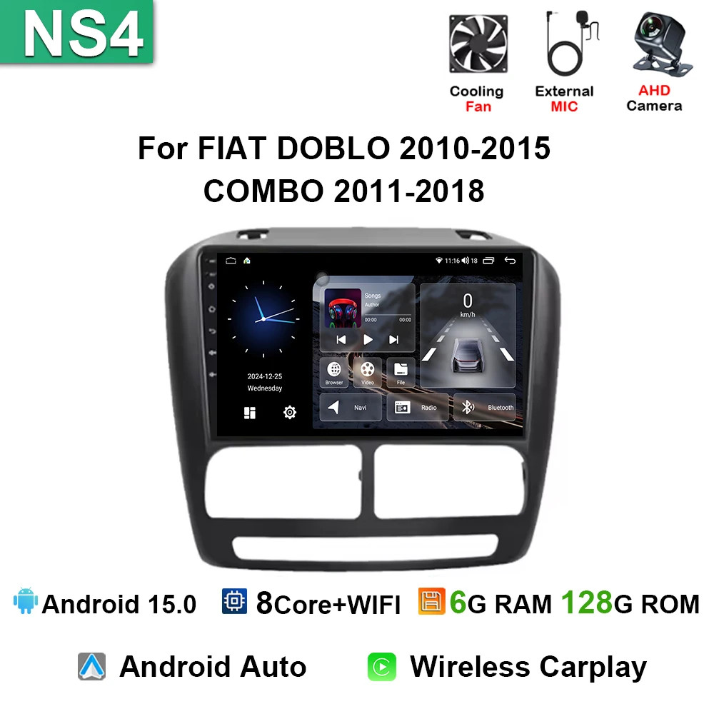 For Fiat DOBLO 2010-2015 COMBO 2011-2018 Carplay Car Radio GPS Multimedia Screen