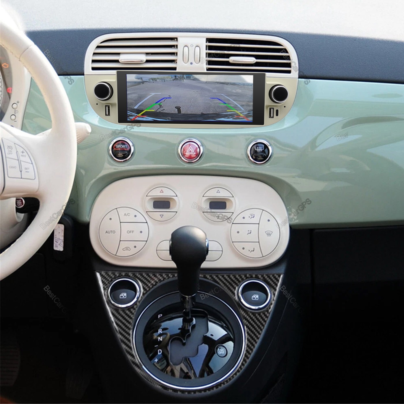 32G For Fiat 500 2009-2015 Carplay Android 15 Car Stereo Radio GPS Navi BT +CAM