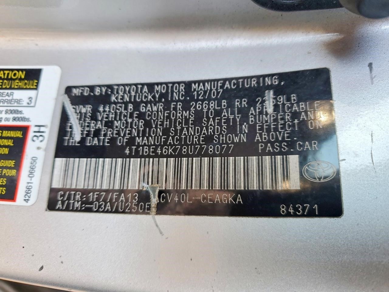 2007-2009 Toyota Camry Radio Receiver With CD OEM 1497524
