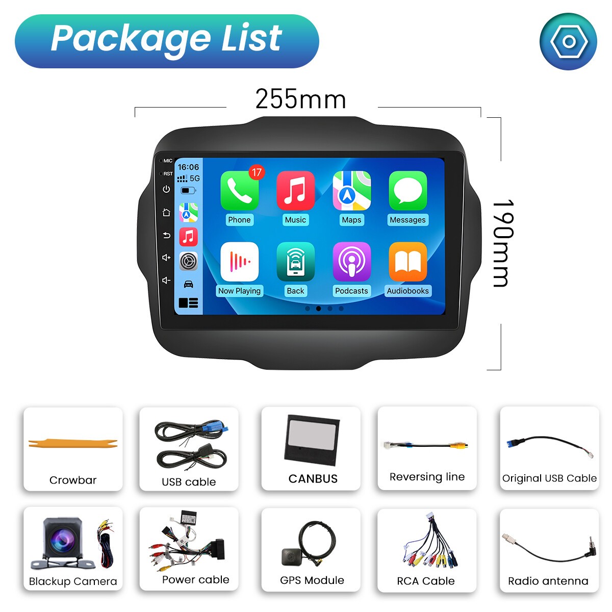 For 2015-2020 Jeep Renegade CarPlay Android 13 Car Radio Stereo FM RDS