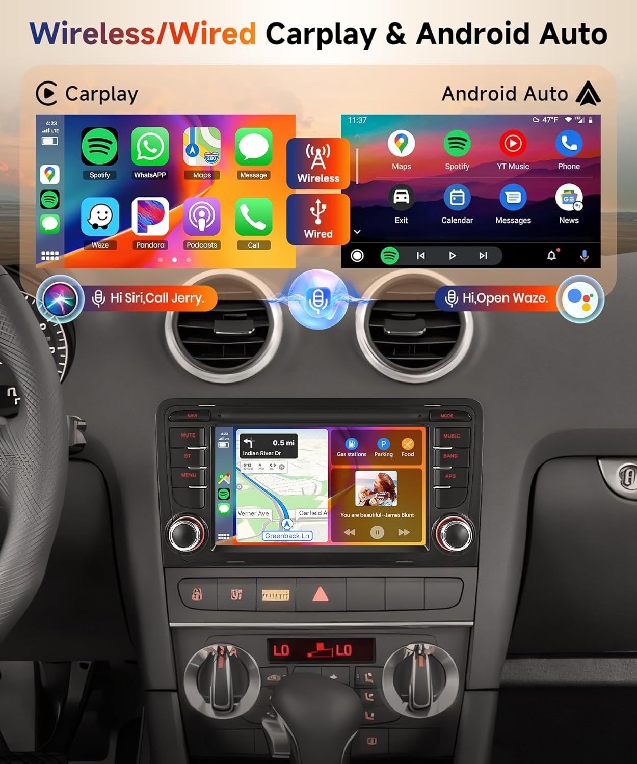 Audi Car Stereo with 7-Inch HD IPS Display | Wireless CarPlay & Android Auto
