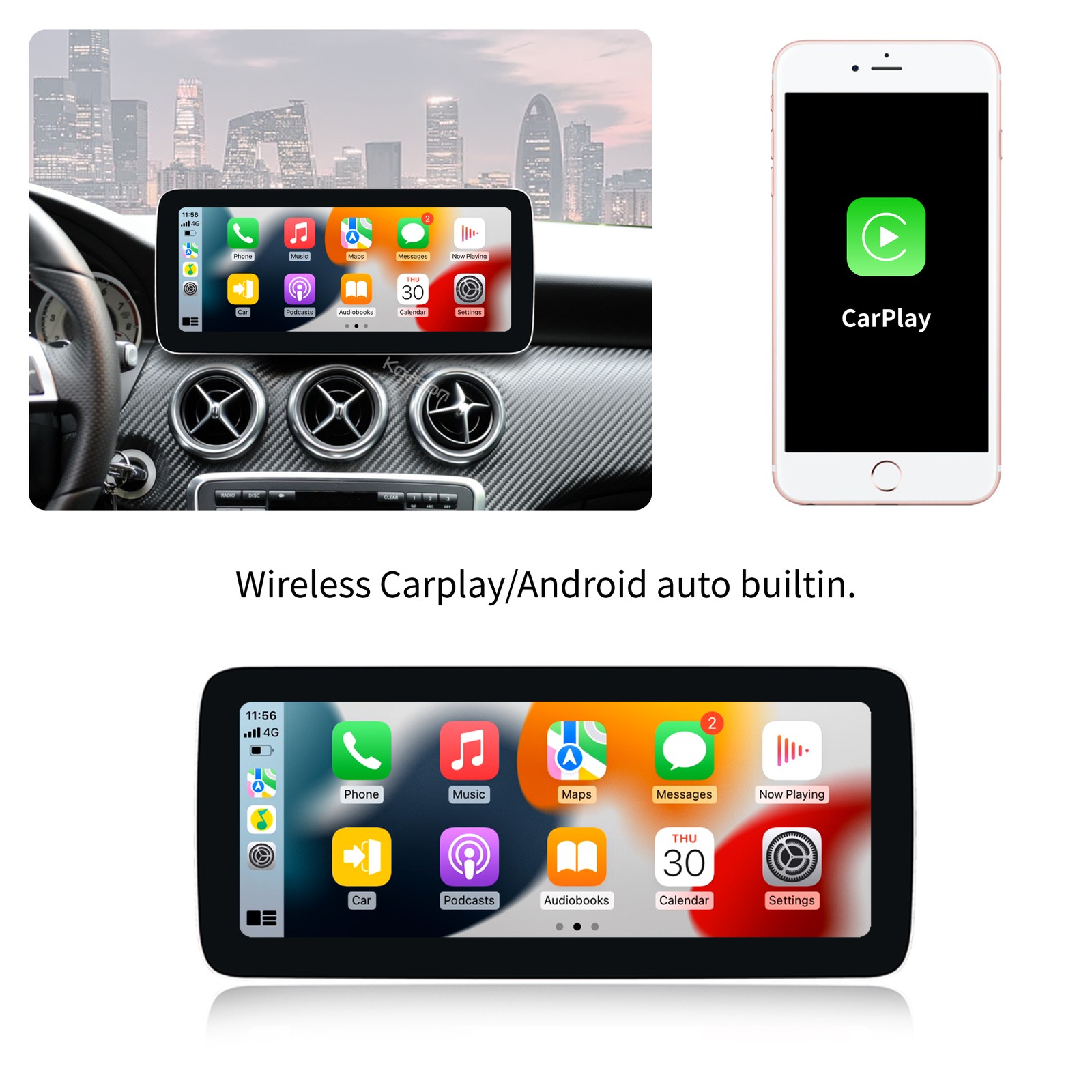 12.3in Wireless CarPlay TouchScreen NAVI For Mercedes Benz A CLA GLA Class W176