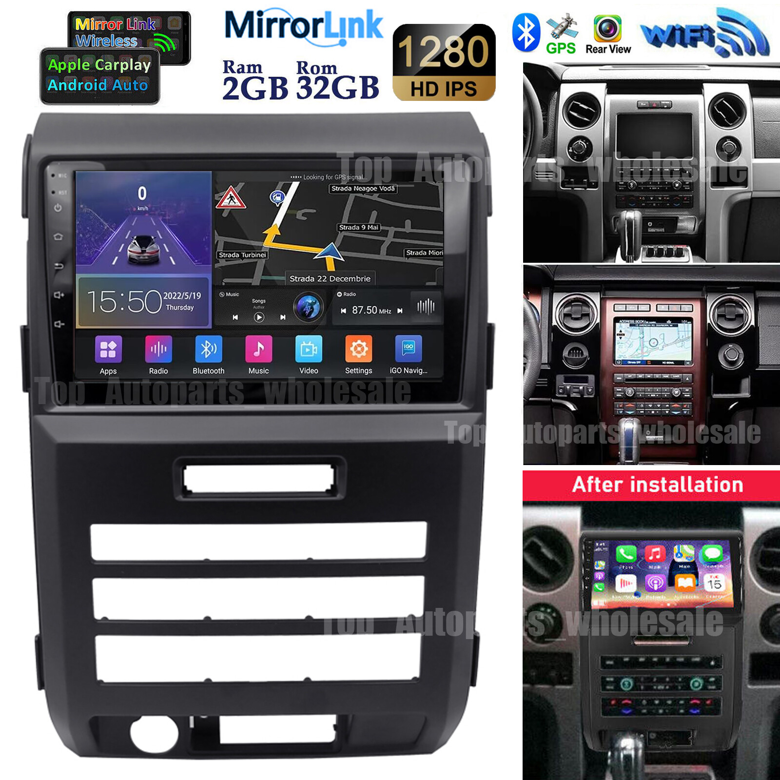 For Ford F150 F-150 2009-2012 Android 13 Carplay Car Stereo Radio Wifi GPS Navi