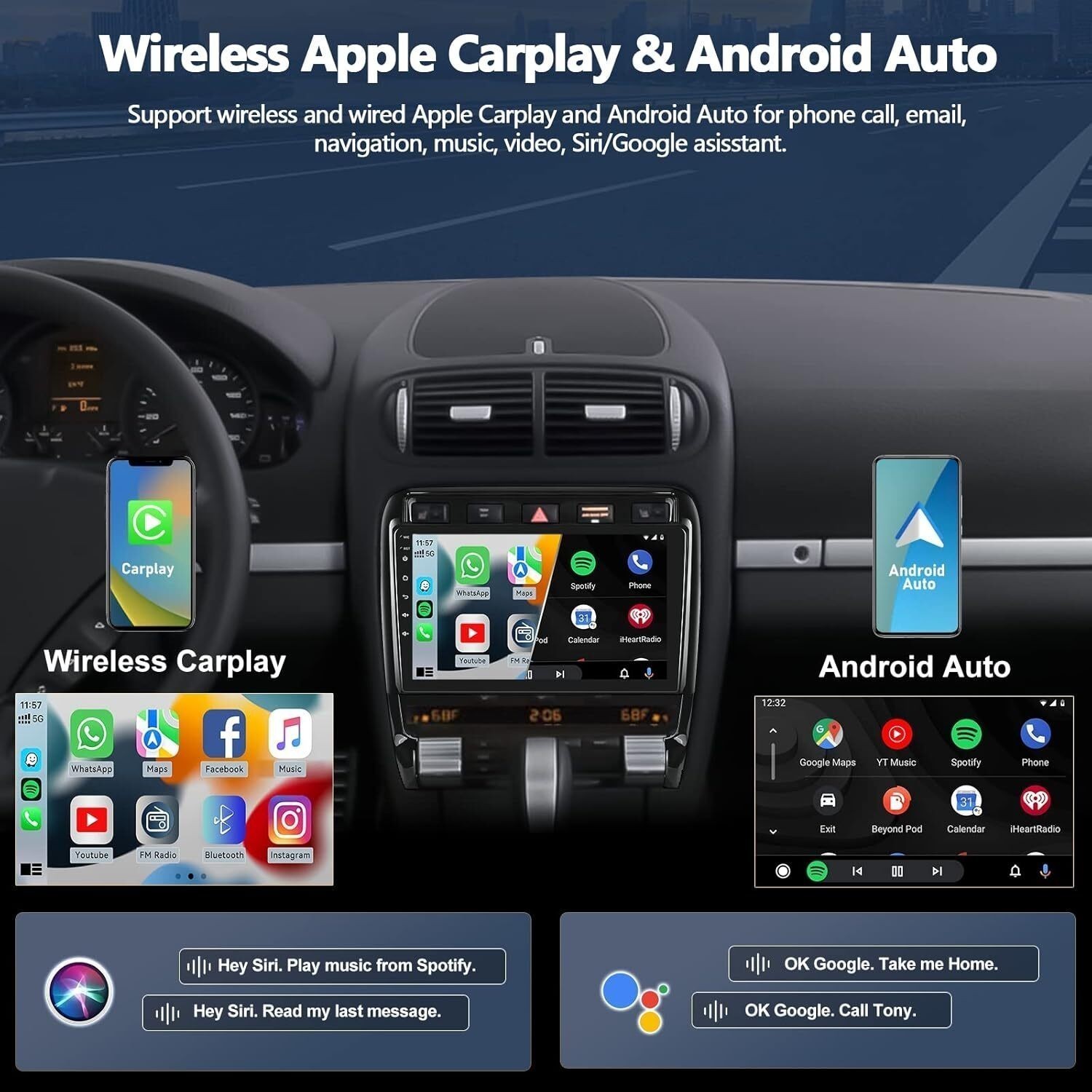 For Porsche Porsche Cayenne CarPlay Android 13 Car Radio Stereo FM RDS
