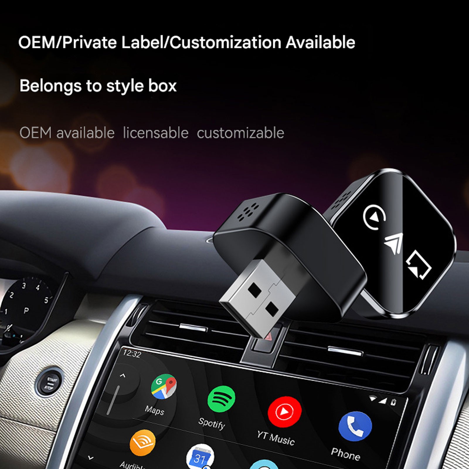 Wireless CarPlay Auto Mirror Link Adapter BT5.0 USB Plug & Play for Car