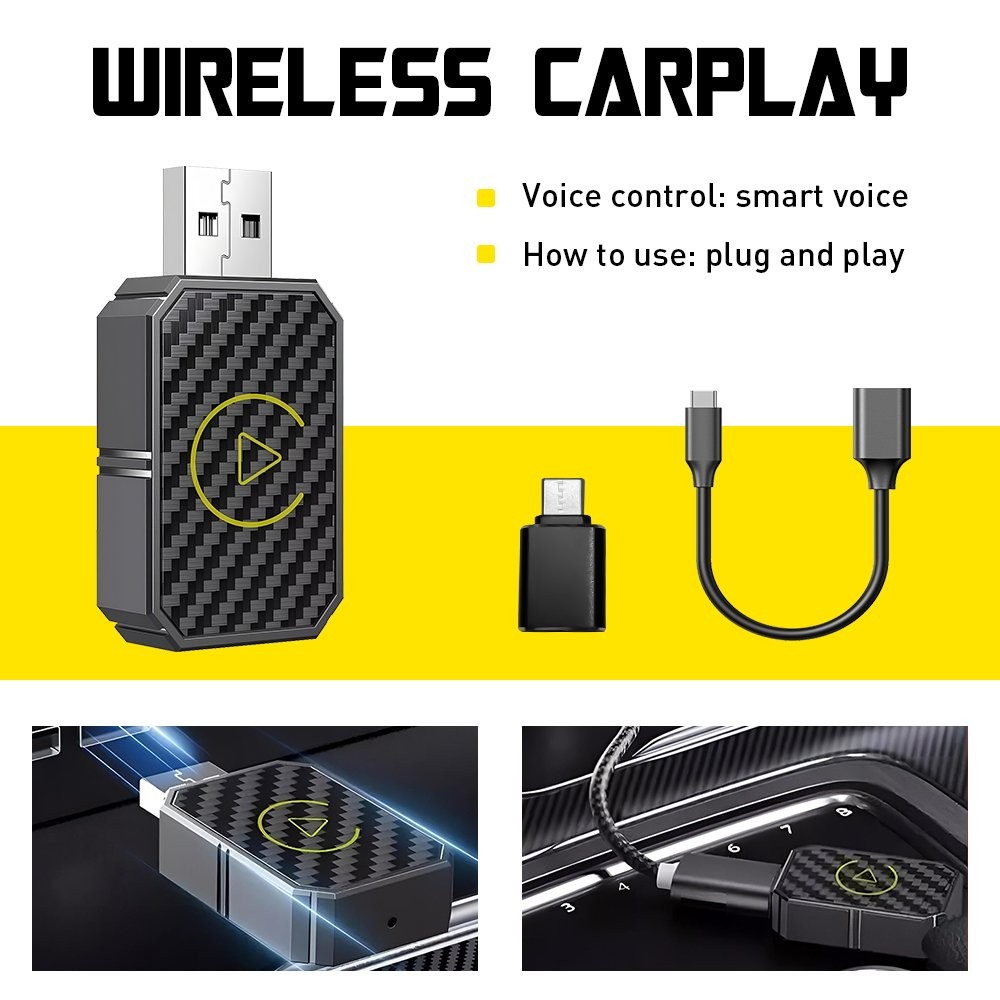 Auto Car Play Wireless Adapter CarPlay Wireless Adapter for iPhone IOS- Android