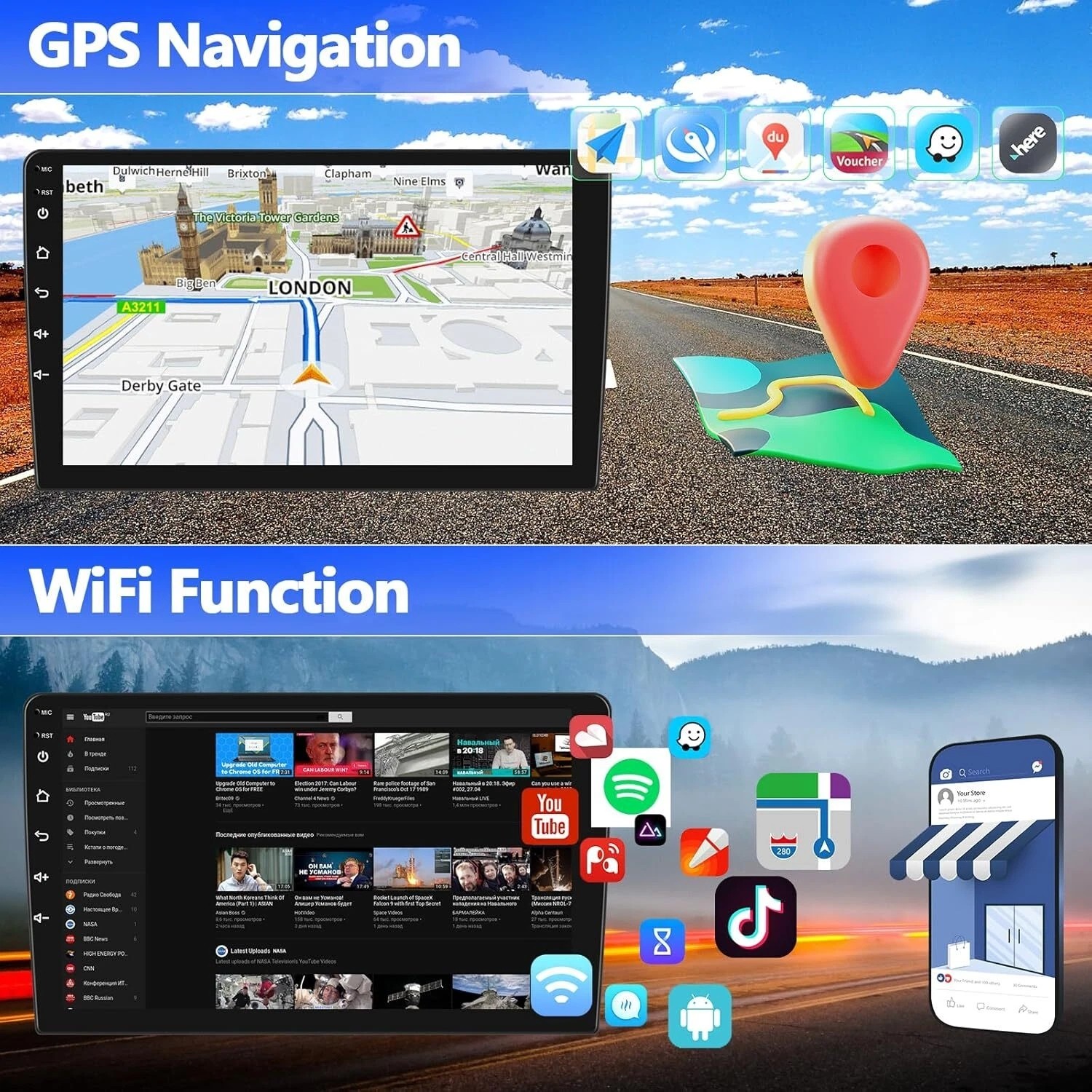 4+64G For Chrysler Town Country 1990-2000 Android Fit for CarPlay Car Radio GPS