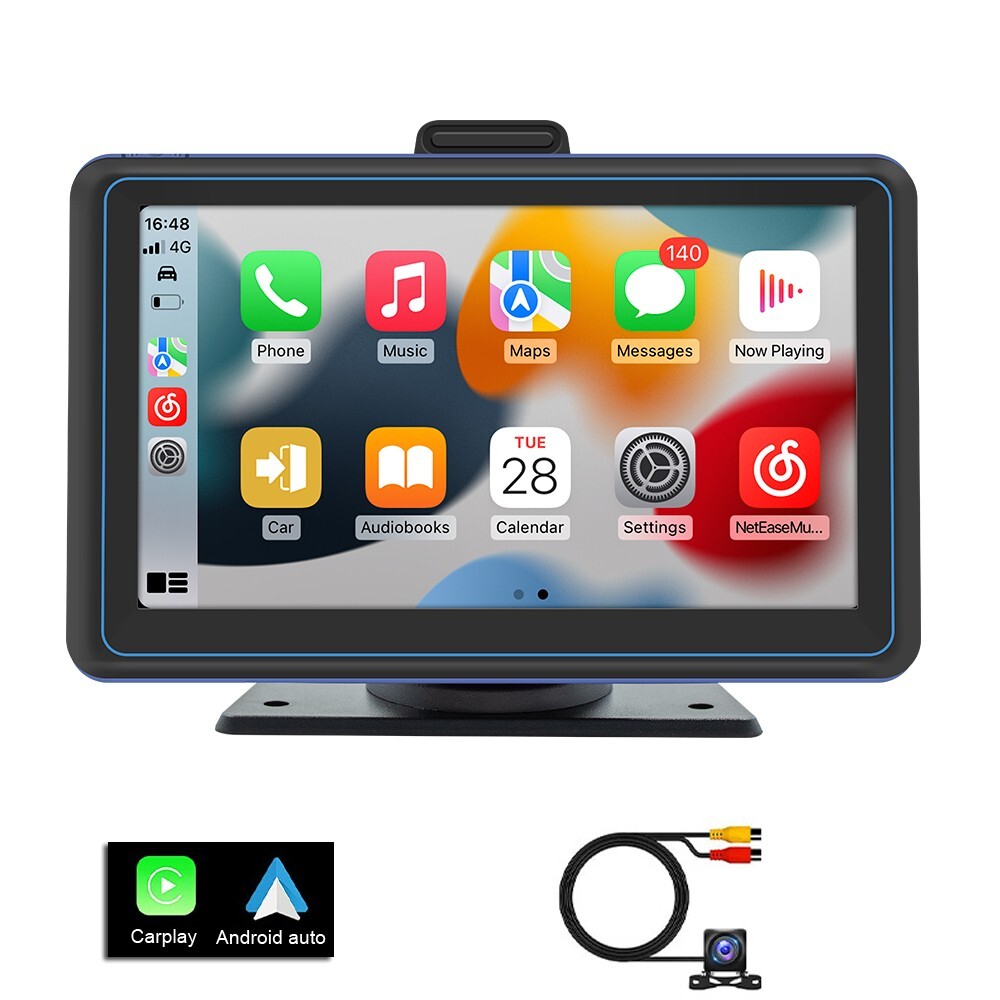 7Inch Portable Car Stereo MP5 Player Wireless Carplay/Android Auto Bluethooth FM