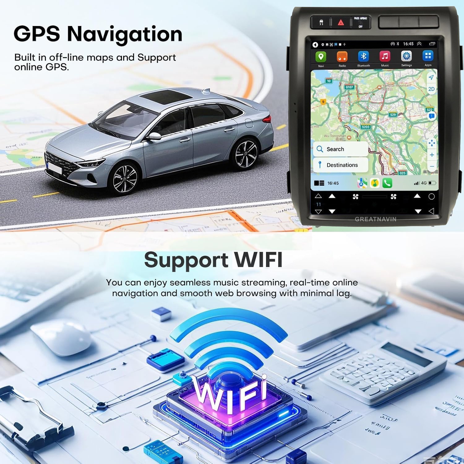 tesla bluetooth carplay For Ford F-150 2009-2012 GPS screen Radio WIFI Androind