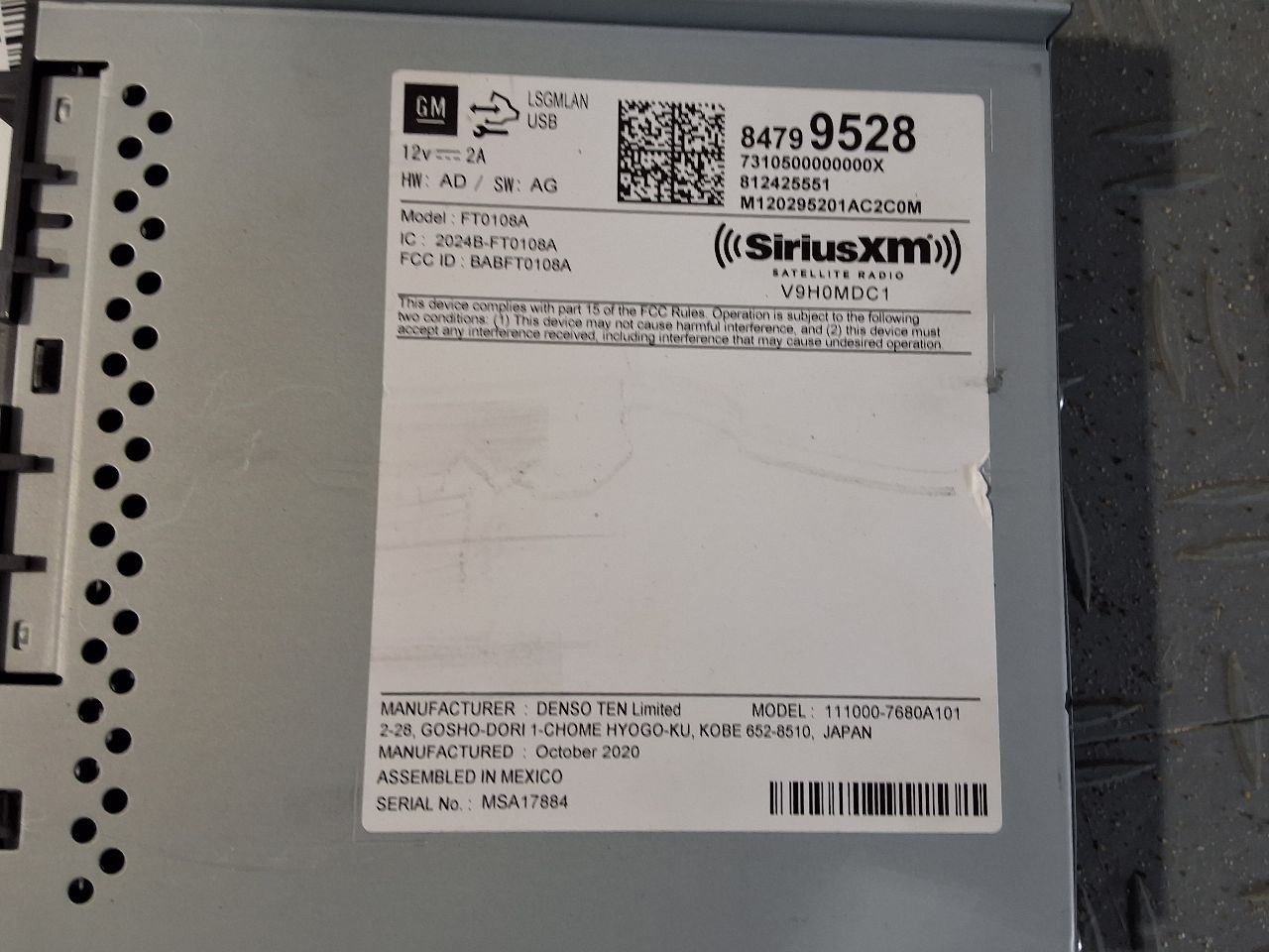 2020-2022 Chevy Equinox Radio Receiver
