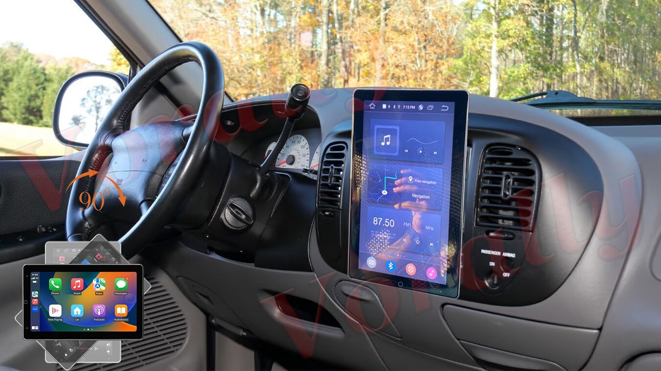 For 1997-2004 Ford F150 Double Din Radio Rotated Android 14 Stereo CarPlay GPS