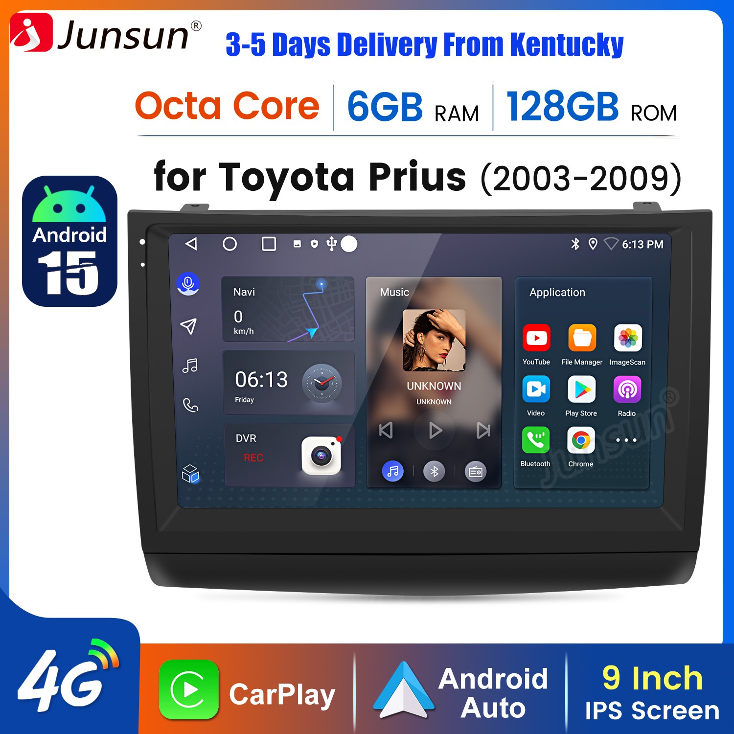 For Toyota Prius 2003-2009 4+64G CarPlay Android15 8Core Car Stereo Radio GPS BT