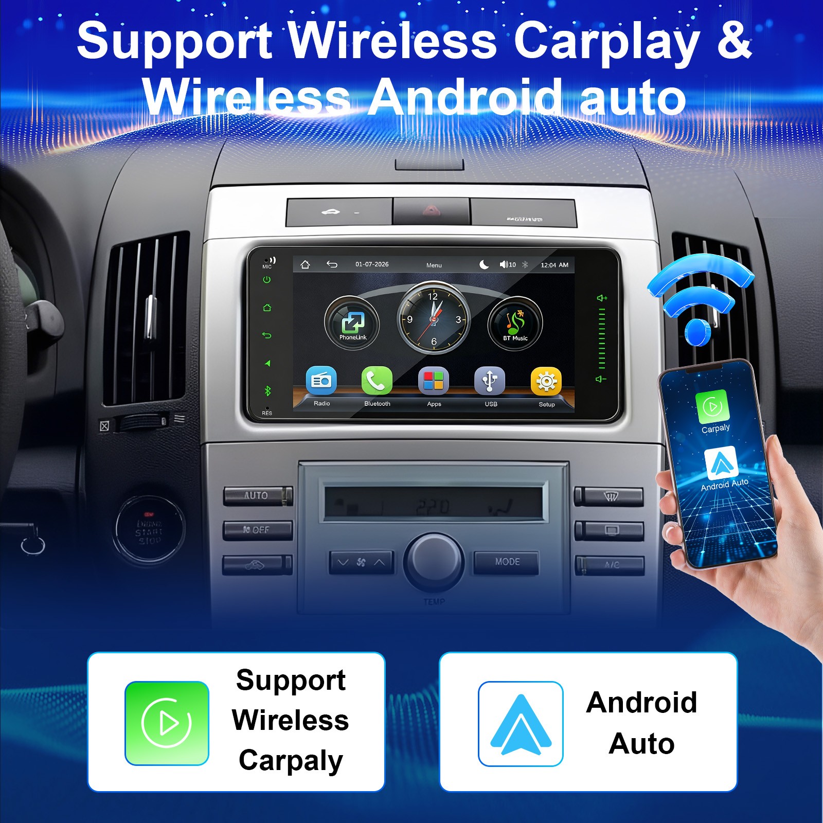 For 2003-2008 Pontiac Vibe Car Radio Carplay MP5 Player AM/FM/RDS SWC GPS +CAM