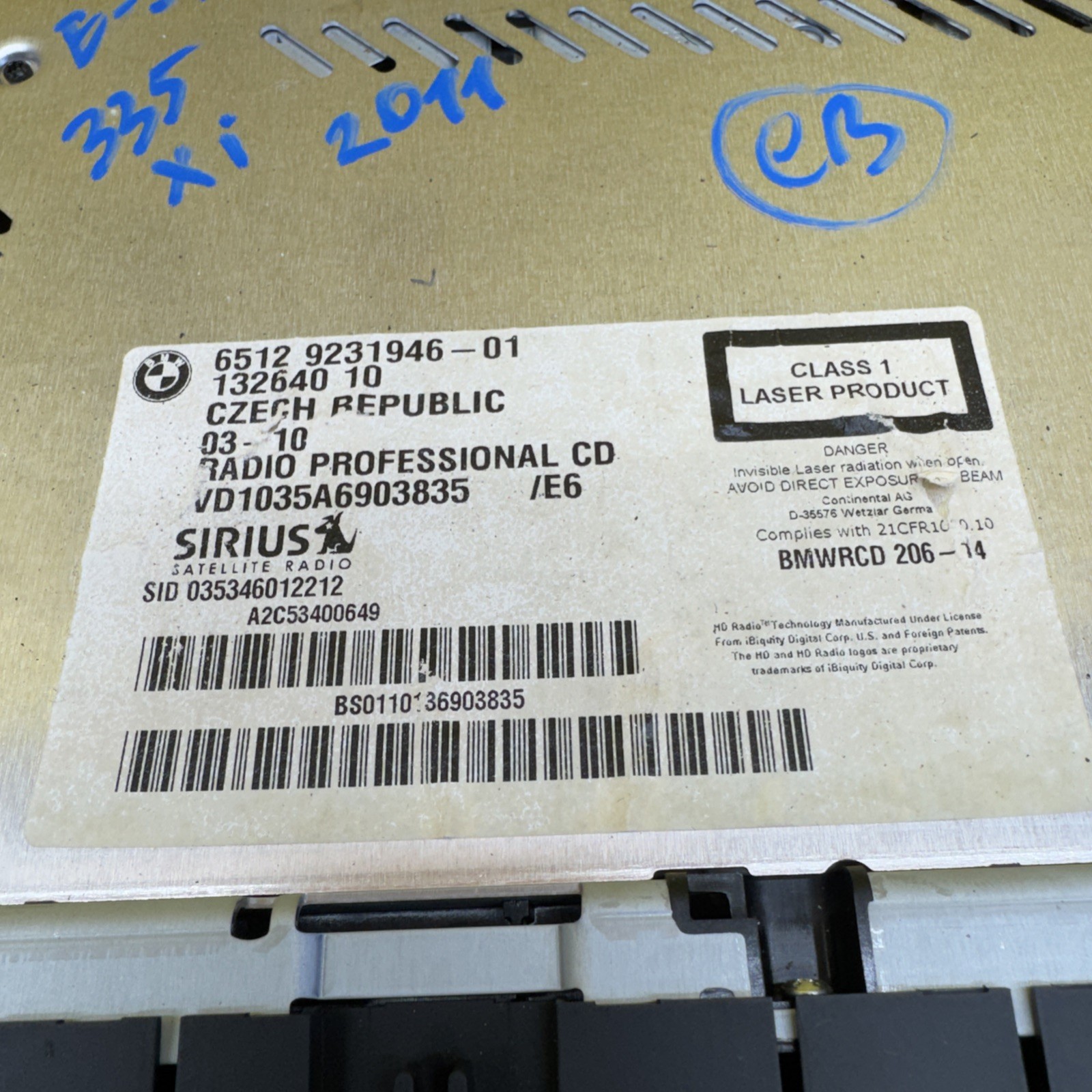 10-13 BMW 135i E82 E88 E90 E93 CD Radio Professional Receiver CD Player OEM