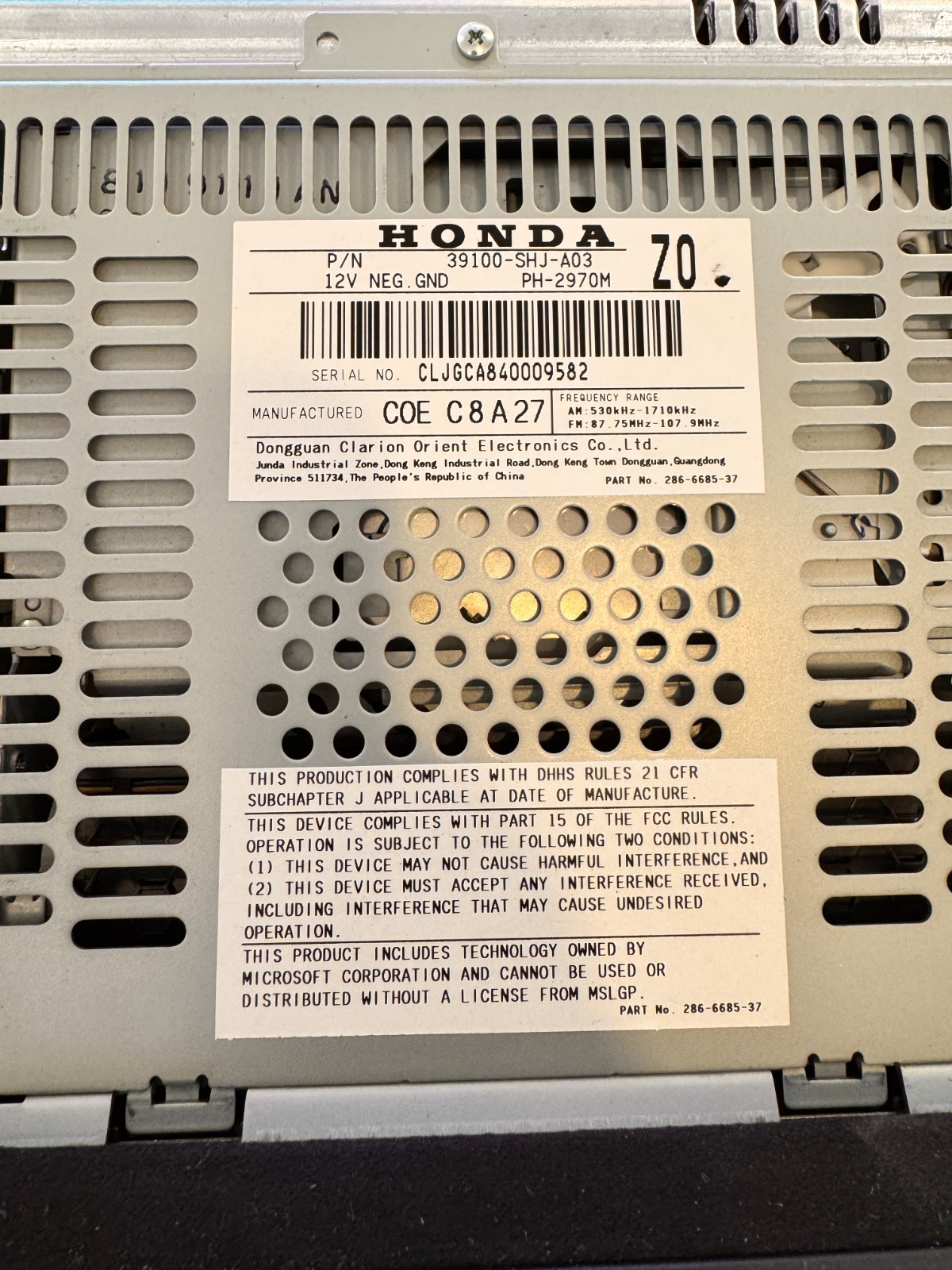 2008-2010 Honda Odyssey Radio CD MP3 WMA 39100-SHJ-A03 OEM EXCELLENT CONDITION