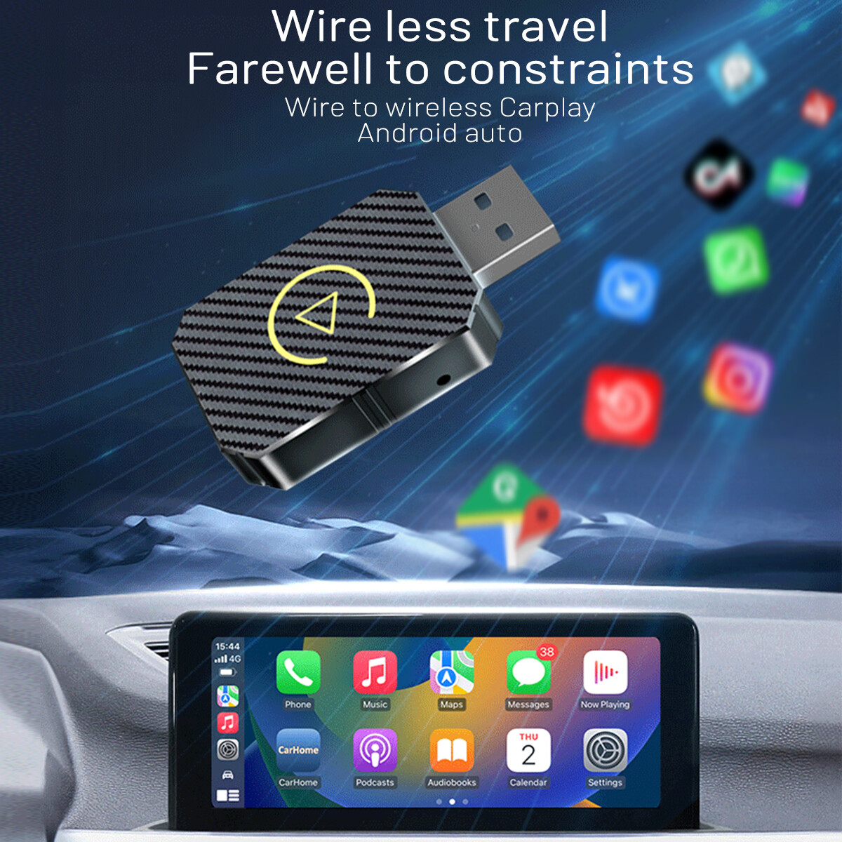 Wireless USB CarPlay Adapter Wireless Carplay Dongle For iPhone Apple Plug &Play
