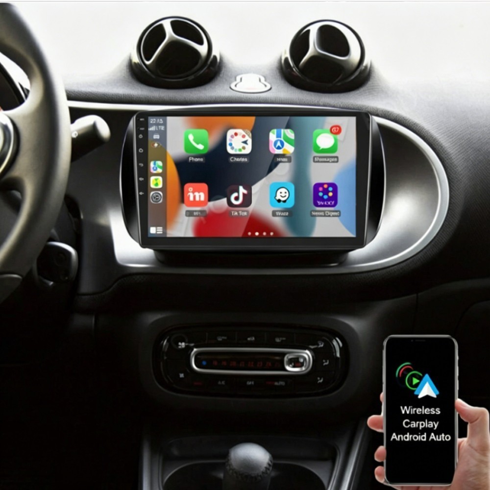 For Benz Smart Forfour Fortwo 453 4+64GB Carplay Car Radio Android 15 WIFI CAM