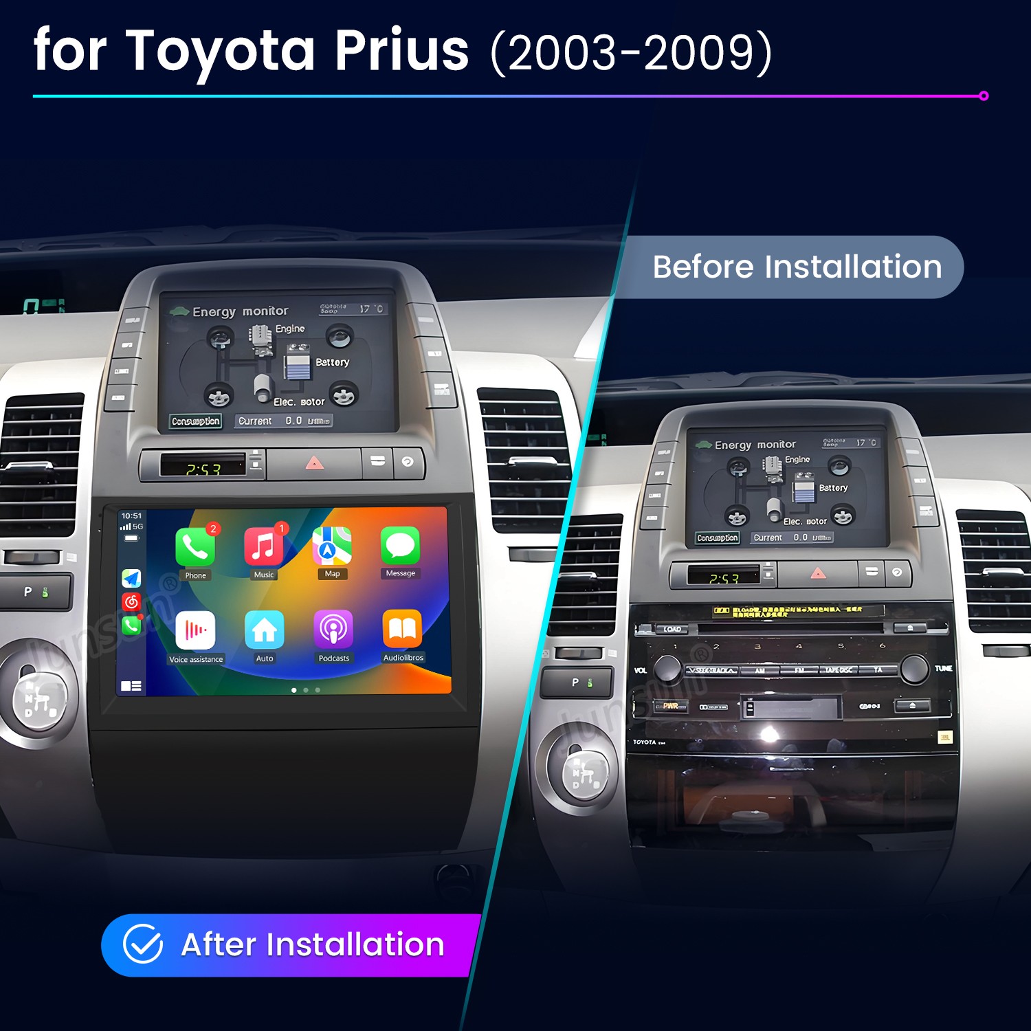 For Toyota Prius 2003-2009 4+64G CarPlay Android15 8Core Car Stereo Radio GPS BT