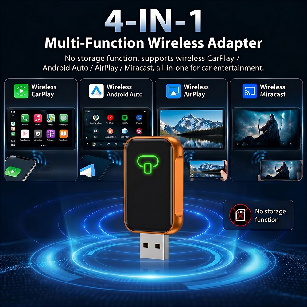 TrolinkTek Wireless CarPlay Adapter for Apple iOS/Android Auto/AirPlay/Miracast