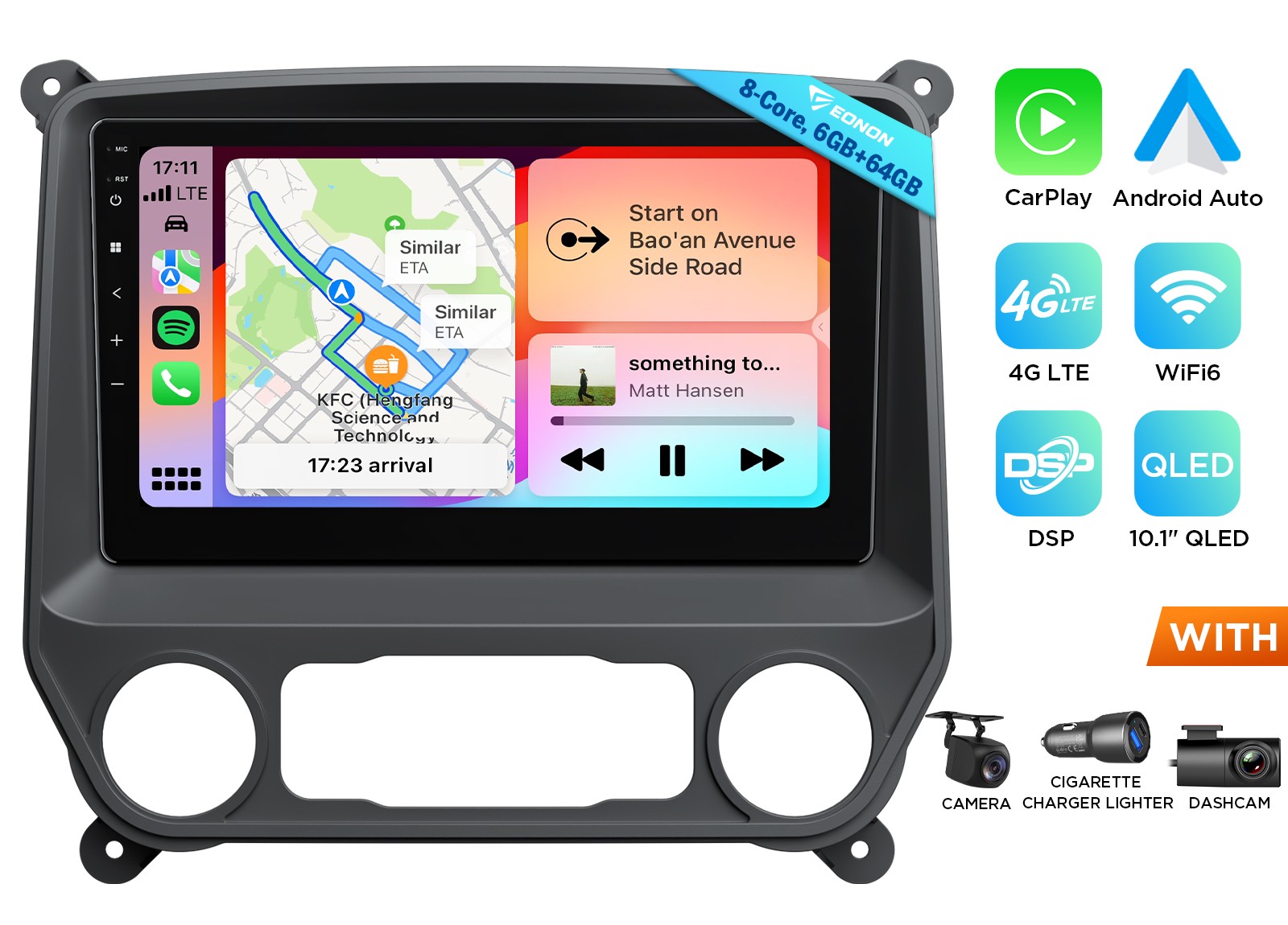 8Core 10.1″ QLED Touch Screen Android Car Radio Stereo CarPlay 4G for GMC Sierra