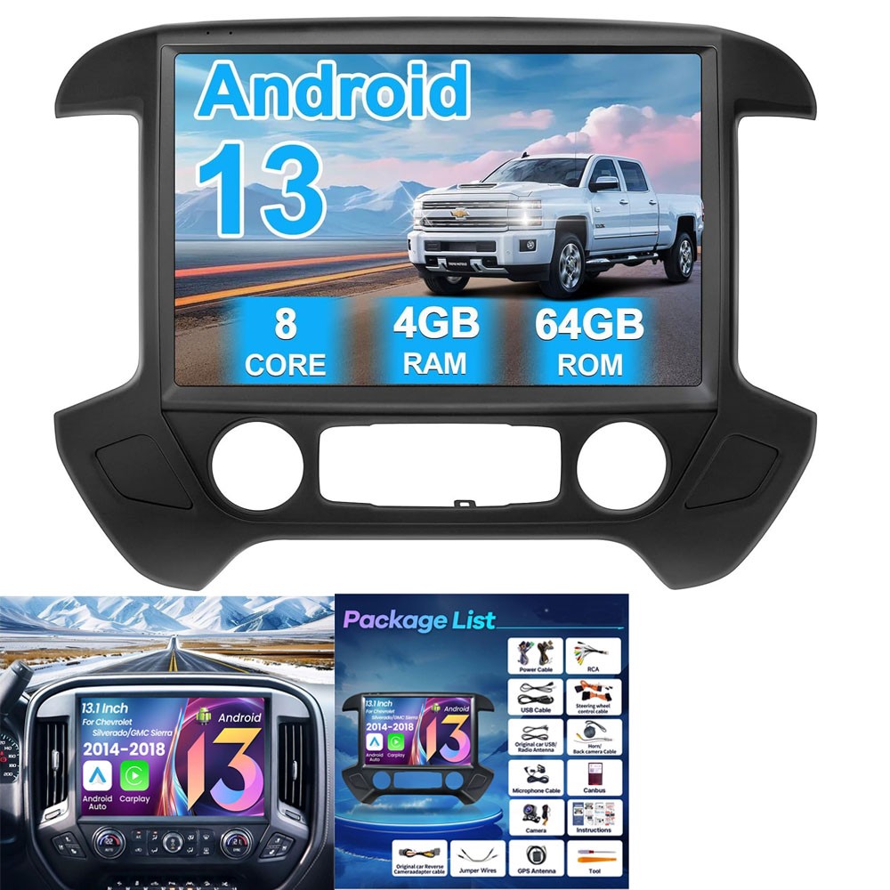 For 2014-2018 Chevrolet Silverado CarPlay Android 13 Car Radio Stereo DSP WiFi