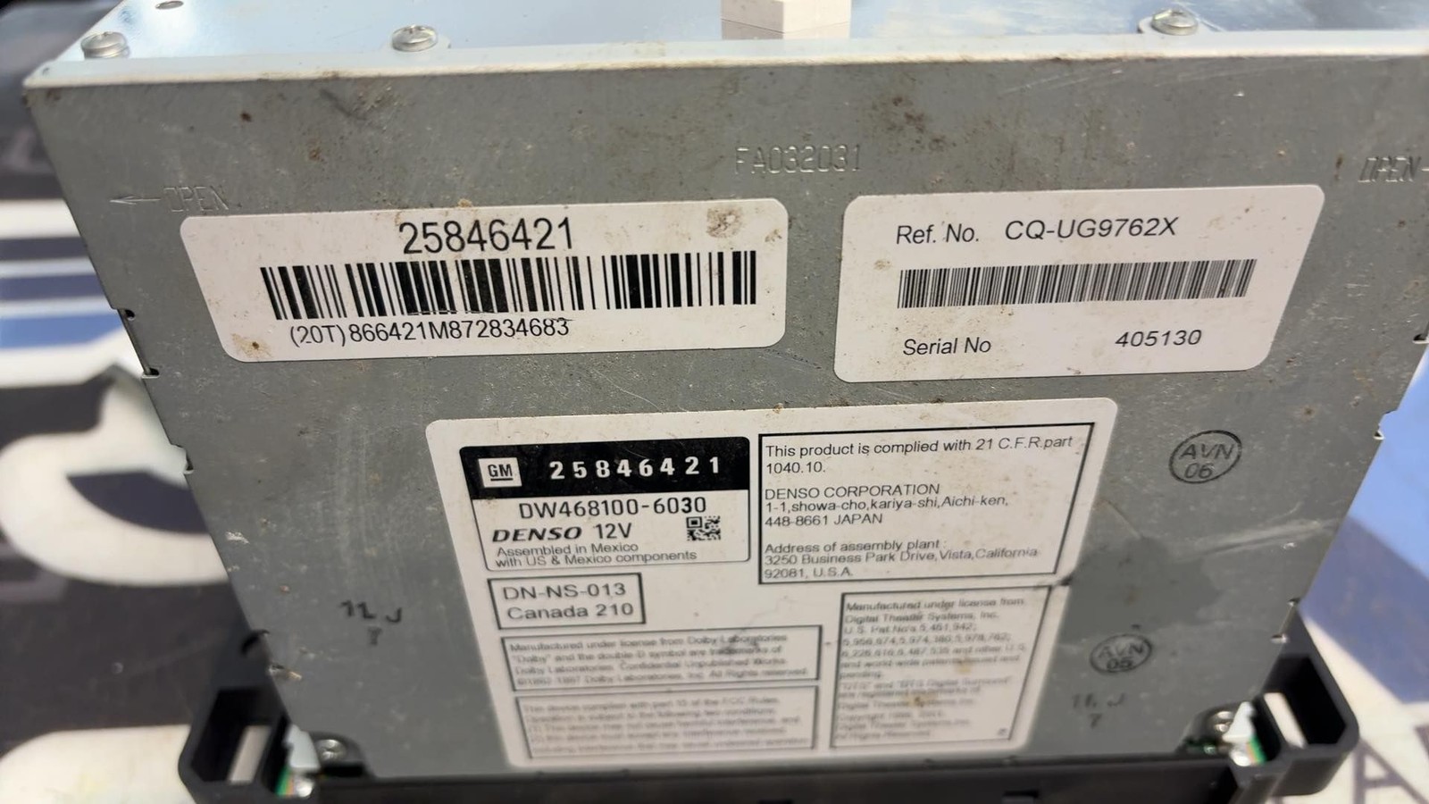 2007-08 GMC Yukon XL 1500 Audio & Visual Equip.(radio) 25846421 opt Uvb