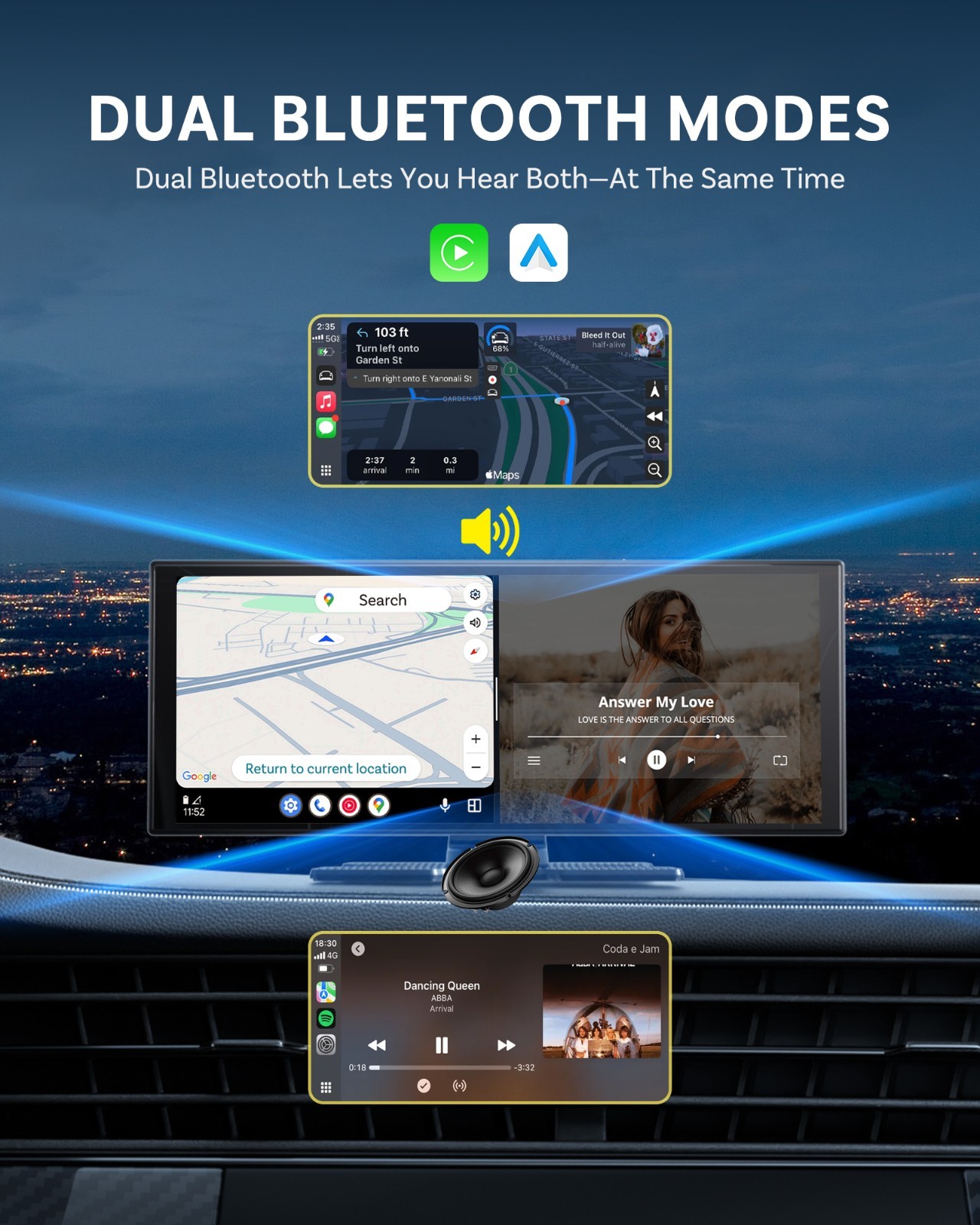 Ottocast AI Touch Screen 11″ AI-Gemini & Video Wireless Carplay+Android w/Camera