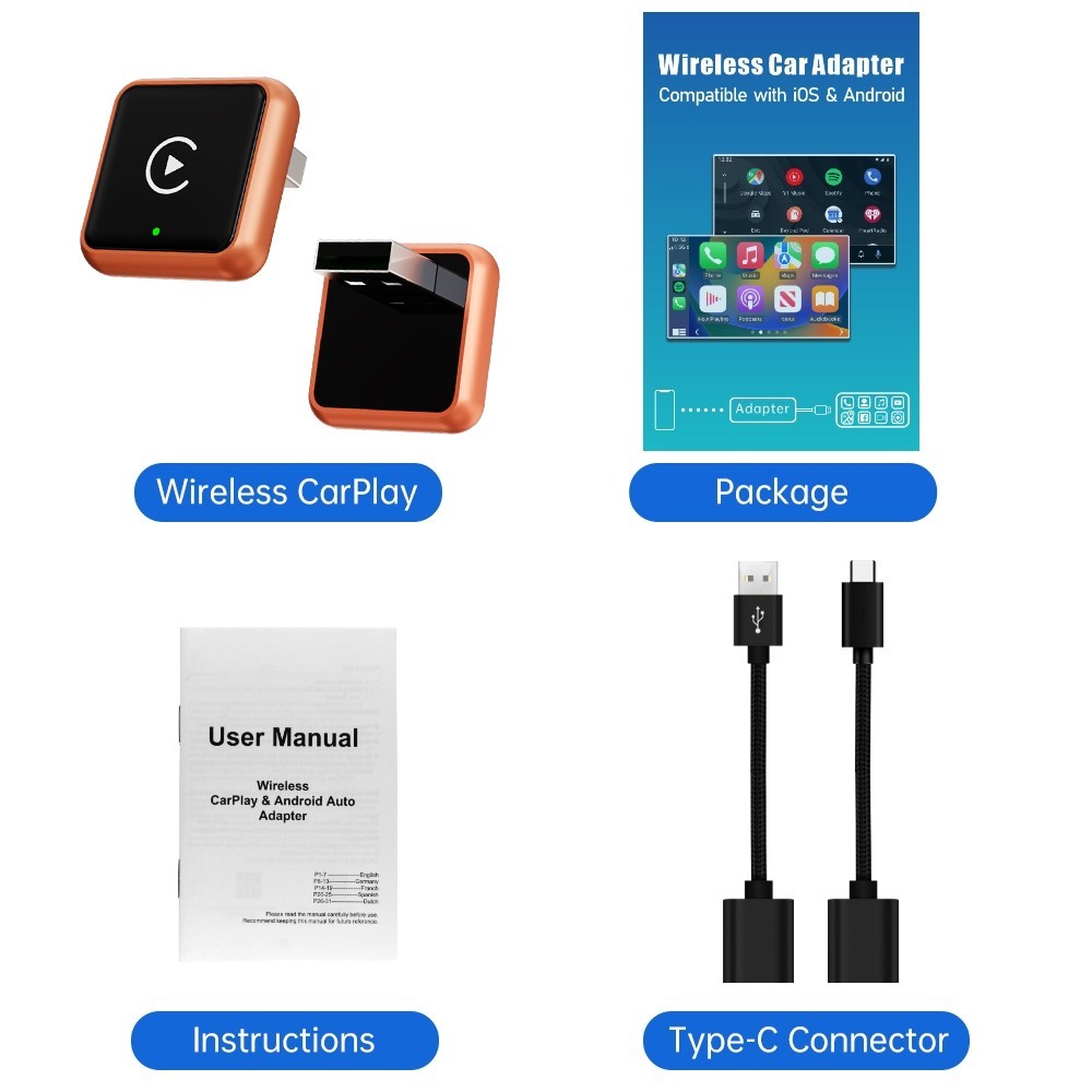 USB Auto Wireless CarPlay Adapter For iPhone Apple Wireless Dongle Plug ＆ Play