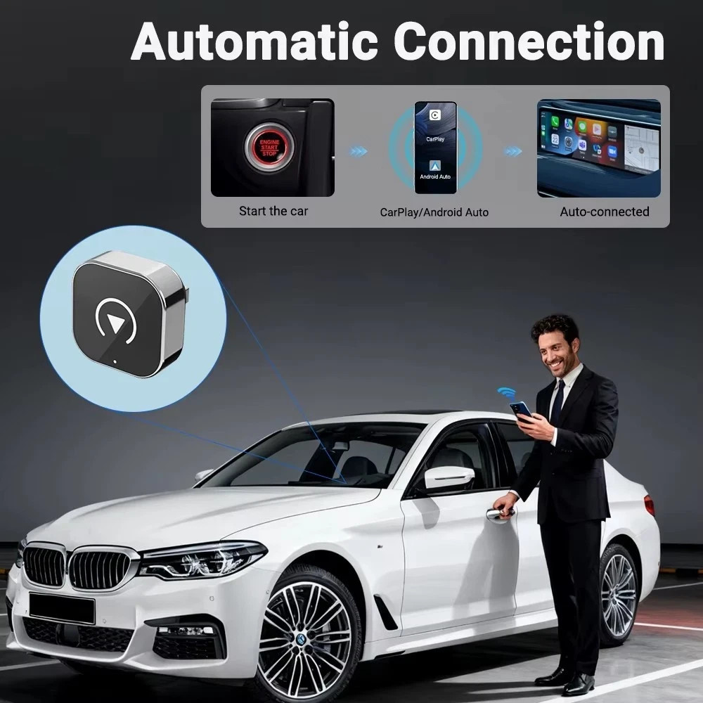 Wireless Carplay Android Auto Adapter USB Car Dongle Connect Box 2 in 1 Mini Box