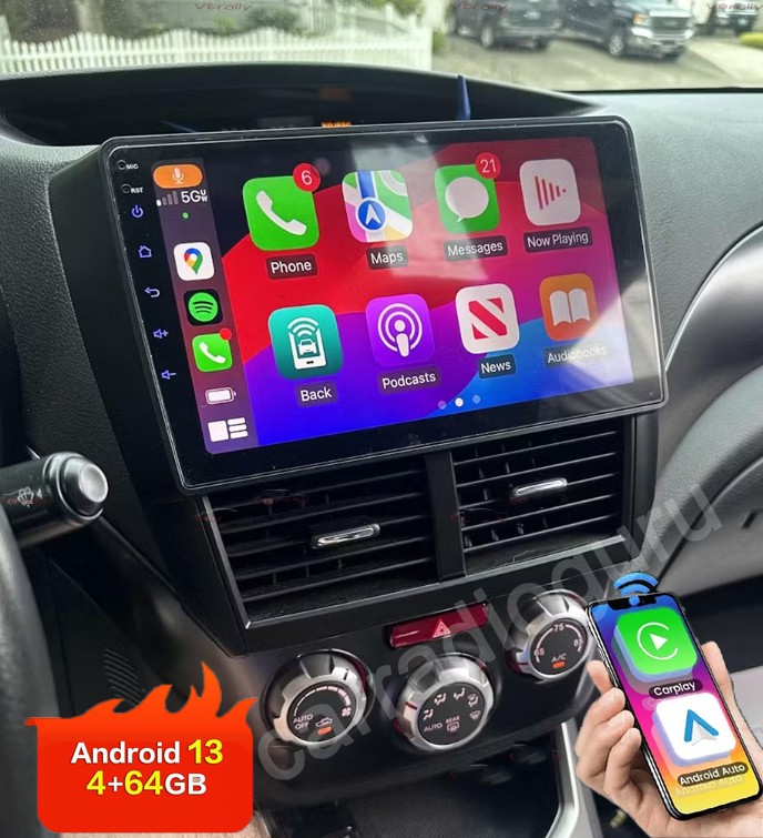 4+64GB For Subaru WRX 2008-2014 Apple CarPlay Car Radio Android 13 GPS +Camera