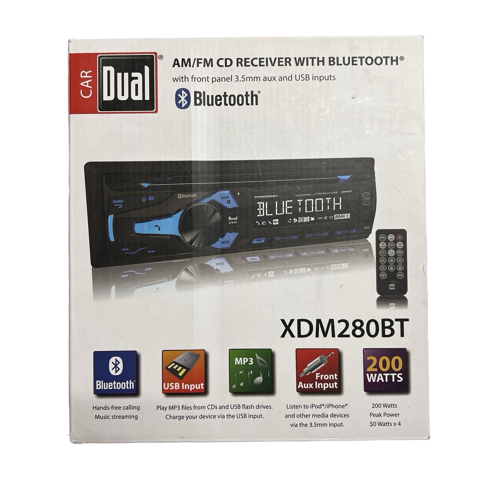 Dual XDM280BT AM/FM CD Car Stereo Receiver Bluetooth USB AUX MP3 200W Black