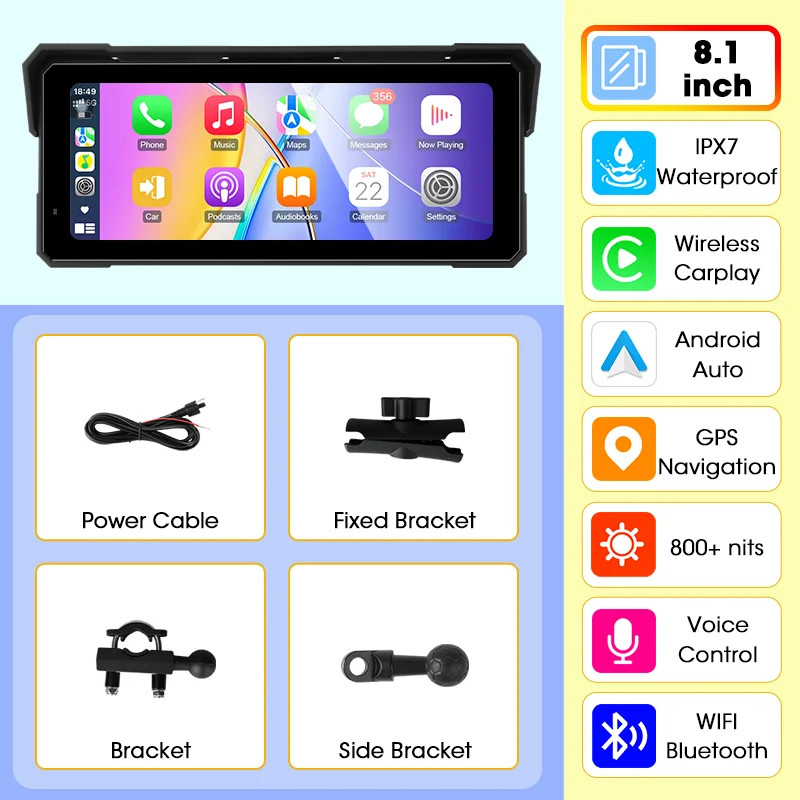 Jansite Motorcycle Display Screen Carplay Moto Navigation Portable Digital BT