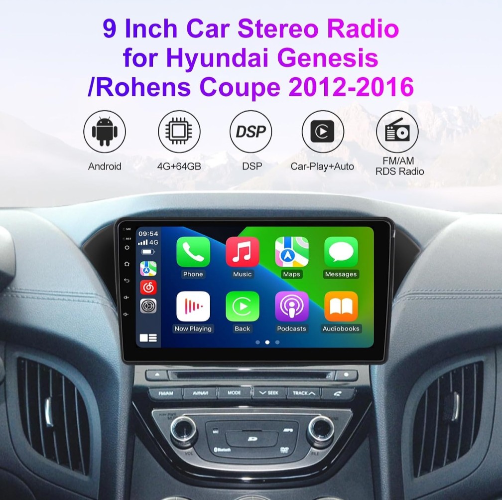 4+64G Car Stereo Radio GPS carplay For 2012-2016 Hyundai Genesis Rohens Coupe