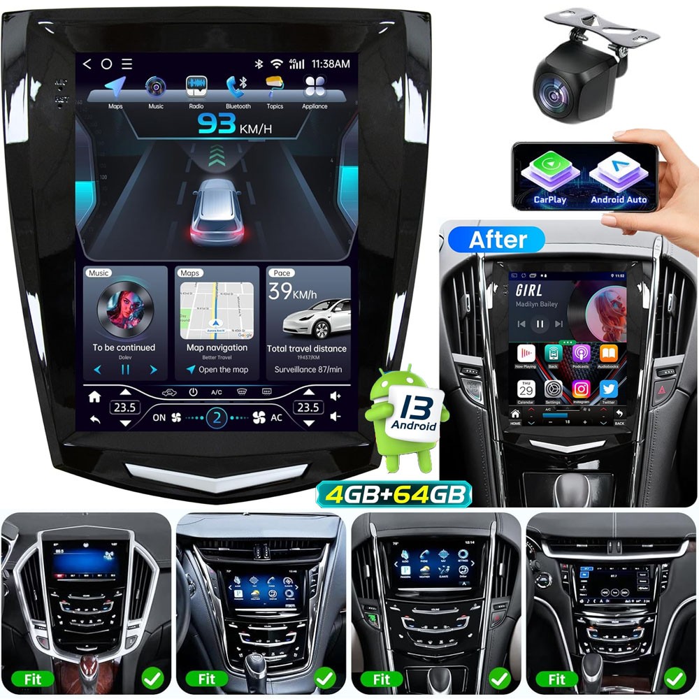 Car Radio Stereo Carplay For 2013-2018 Cadillac ATS/XTS/SRX/CTS Auto Mirror Link