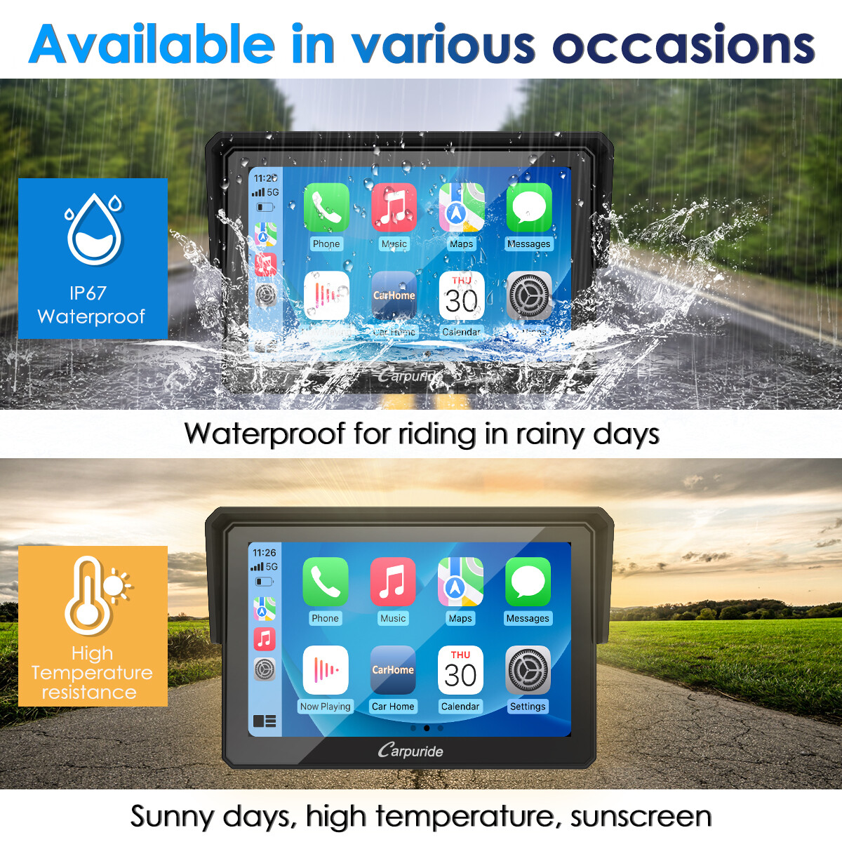 Carpuride W502 Wireless Carplay Android Auto Waterproof Touchscreen Car Stereo