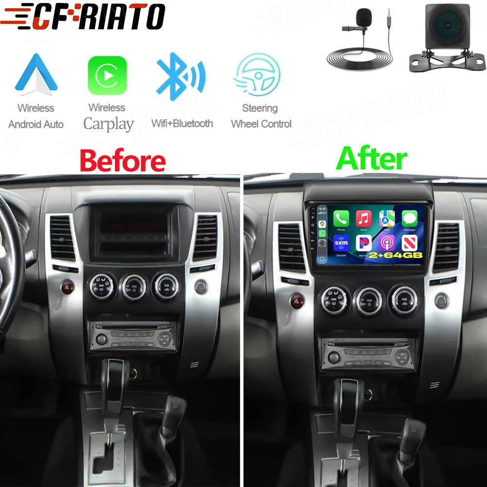 2+64G Car Radio Android 15 Carplay For Mitsubishi Pajero Sport 2 L200 Triton GPS