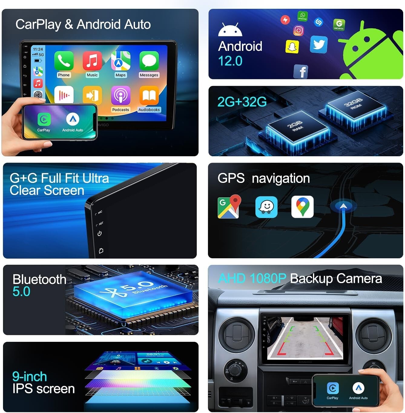 For 2009 2010 11 12 2013 Ford F150 WiFi Apple Carplay Radio Android 13 RDS GPS