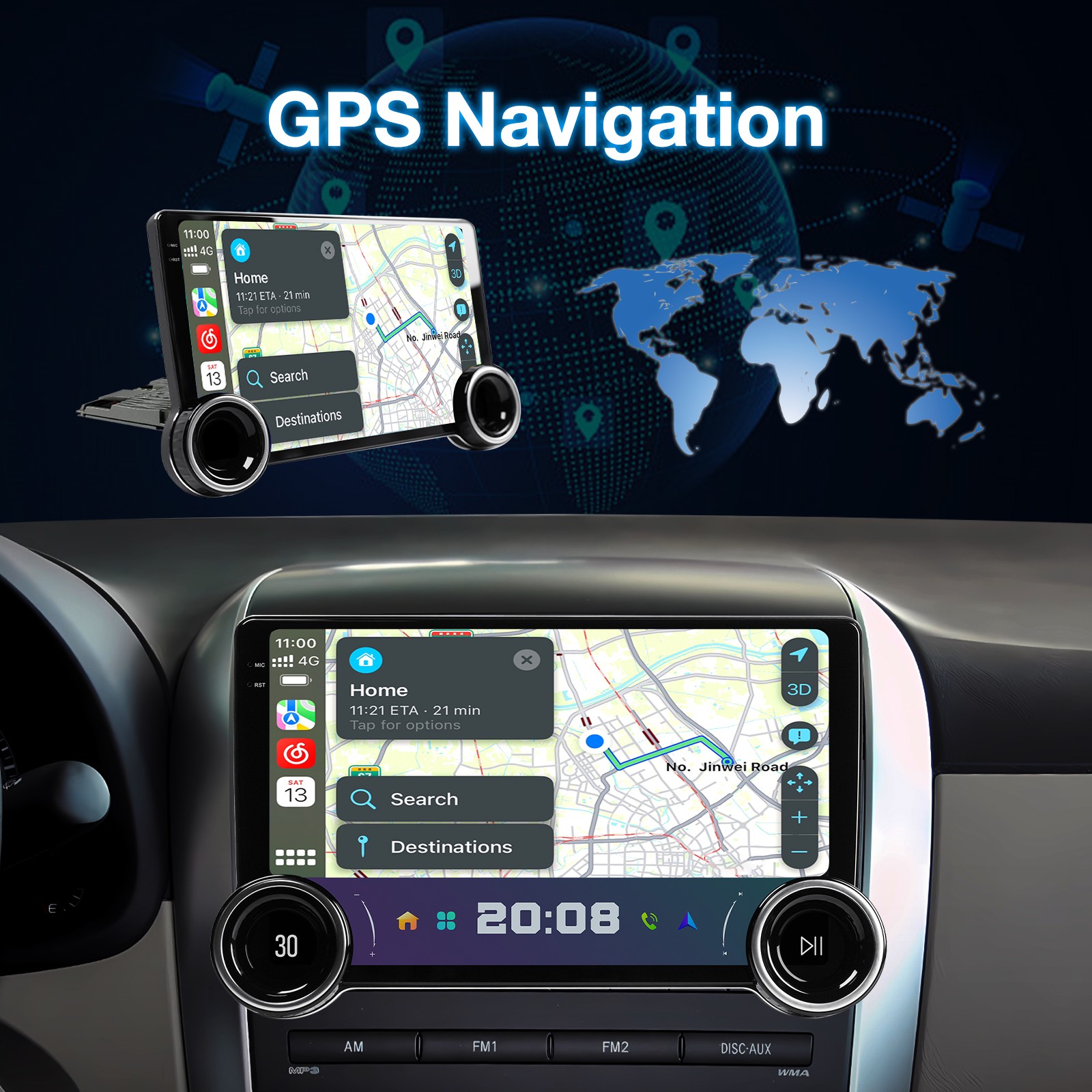 Single 1DIN 10.1″ Android Car Headunit Stereo Radio GPS WIFI BT Carplay