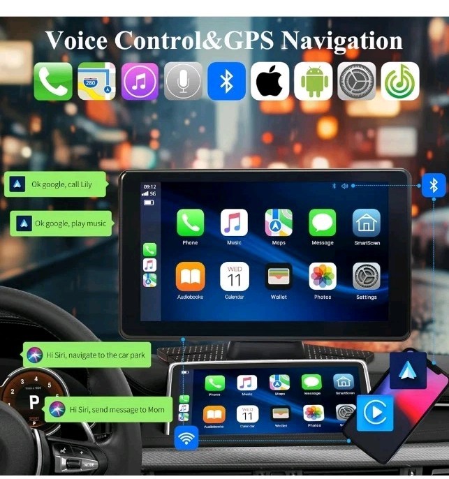Wireless Apple CarPlay & Android Auto, 7-inch IPS Touchscreen Wireless A-pple Ca