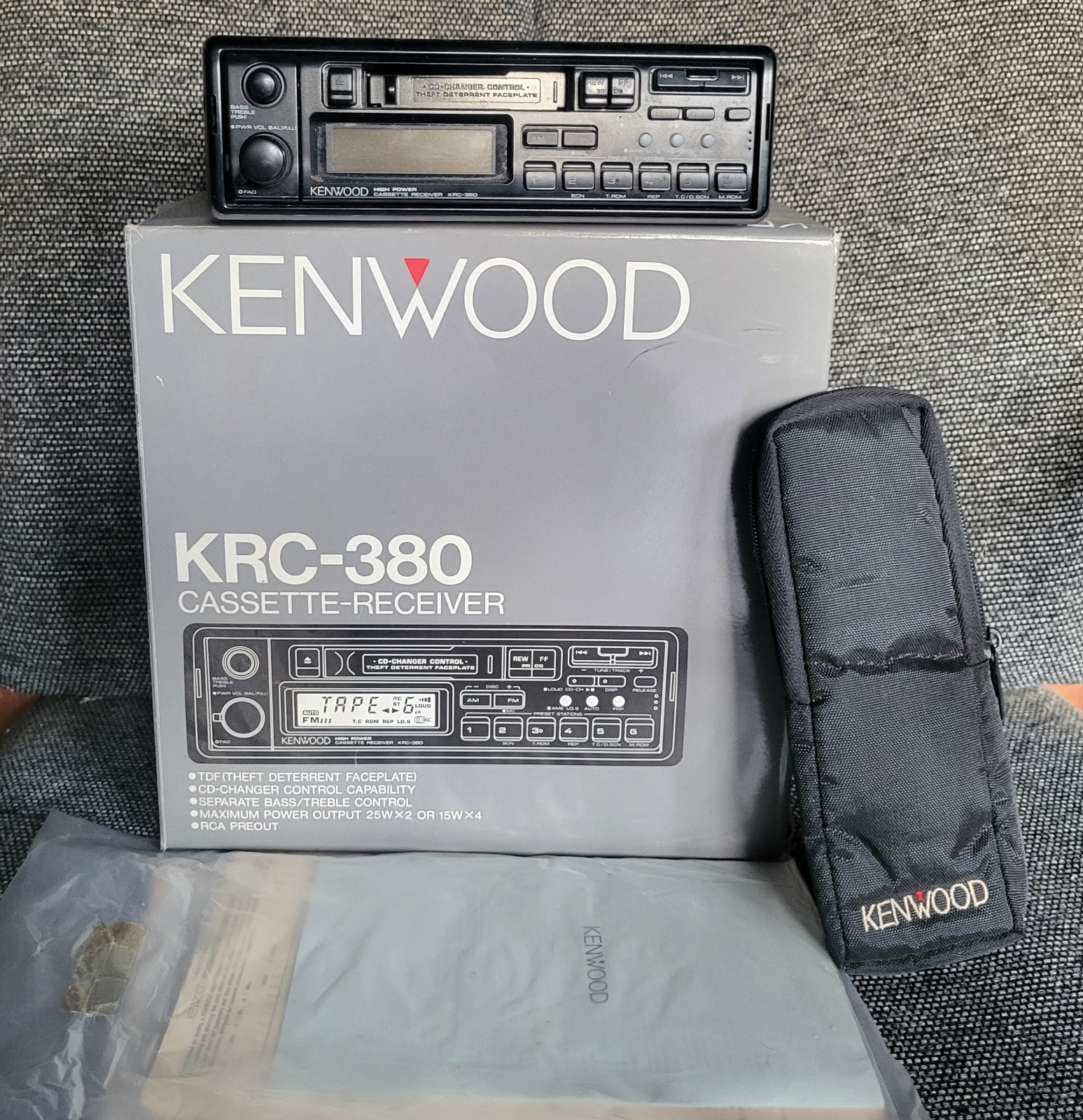 VERY RARE Kenwood KRC-380 Cassette Receiver Complete w / Box Manual Tested Works
