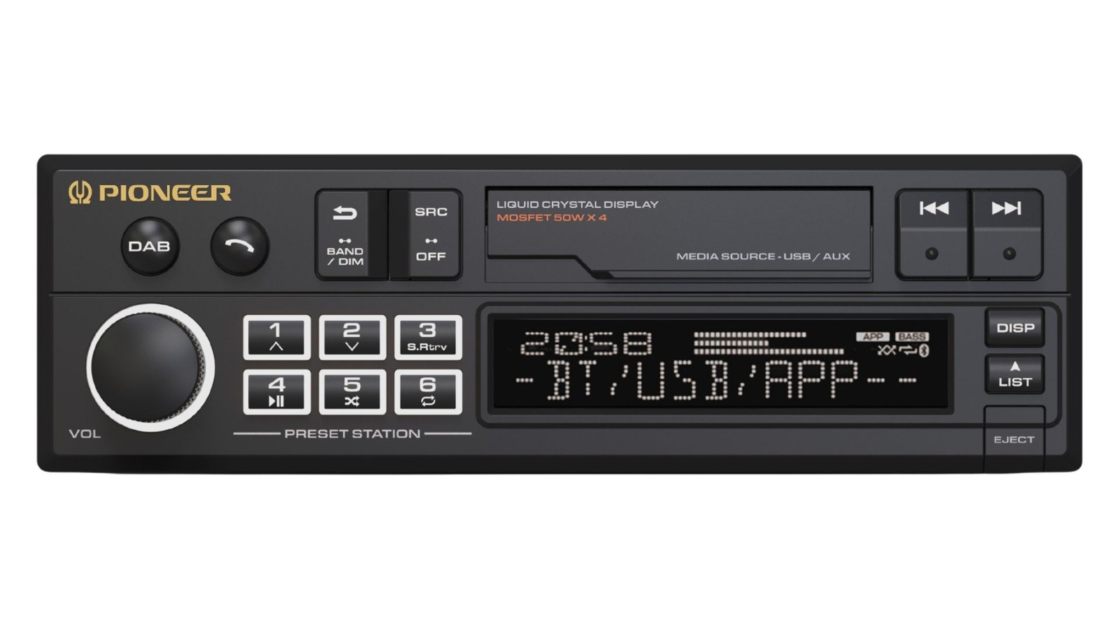 Pioneer SXT-C10PS DAB+ Bluetooth 1-DIN Retro Car Stereo Tape Deck Style Head Uni