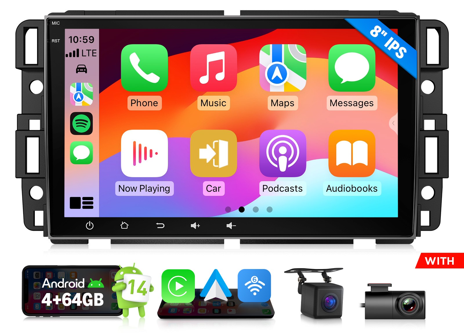 For GMC Chevy Buick 8″ Car Radio Android 14 4+64 CarPlay GPS Stereo Touch Screen