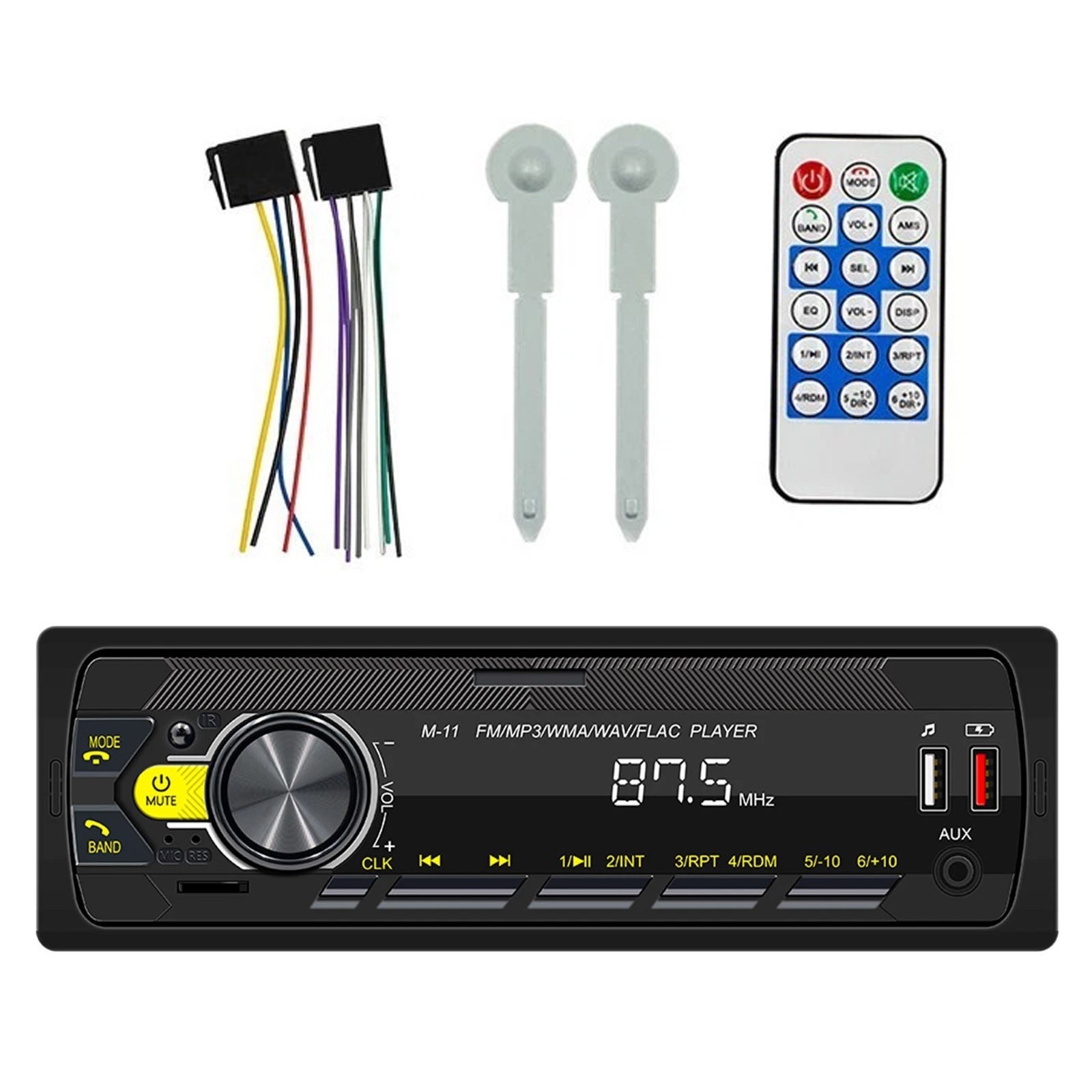 Single Din Car Audio Bluetooth FM Radio USB AUX MP3 Player Voice Assistant Unit
