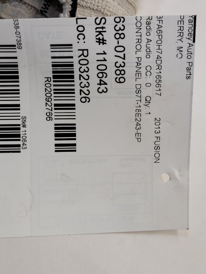 2013 Ford Fusion Audio Equipment Radio Control Panel
