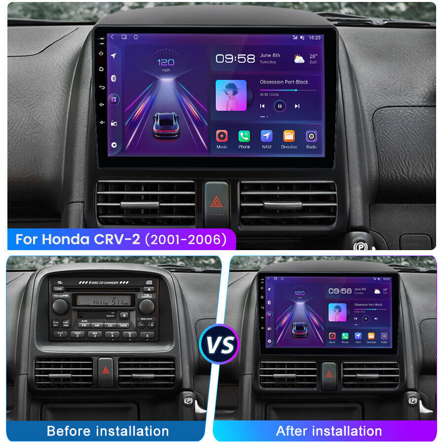 For Honda CRV 2002-2006 Android 15.0 Car Stereo Radio GPS WIFI 9″ Carplay 2+32GB