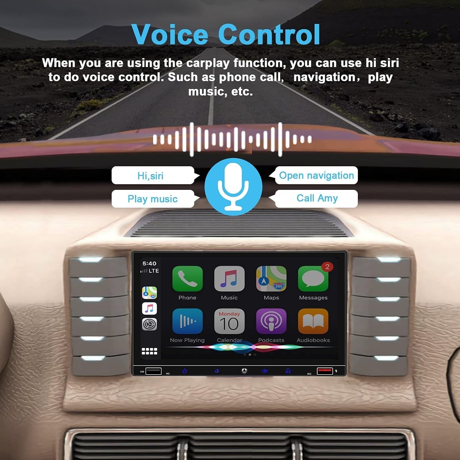 Yuanting 2 Din Android Carplay 7 Portable Car Stereo Backup Cam Bt Gps Fm