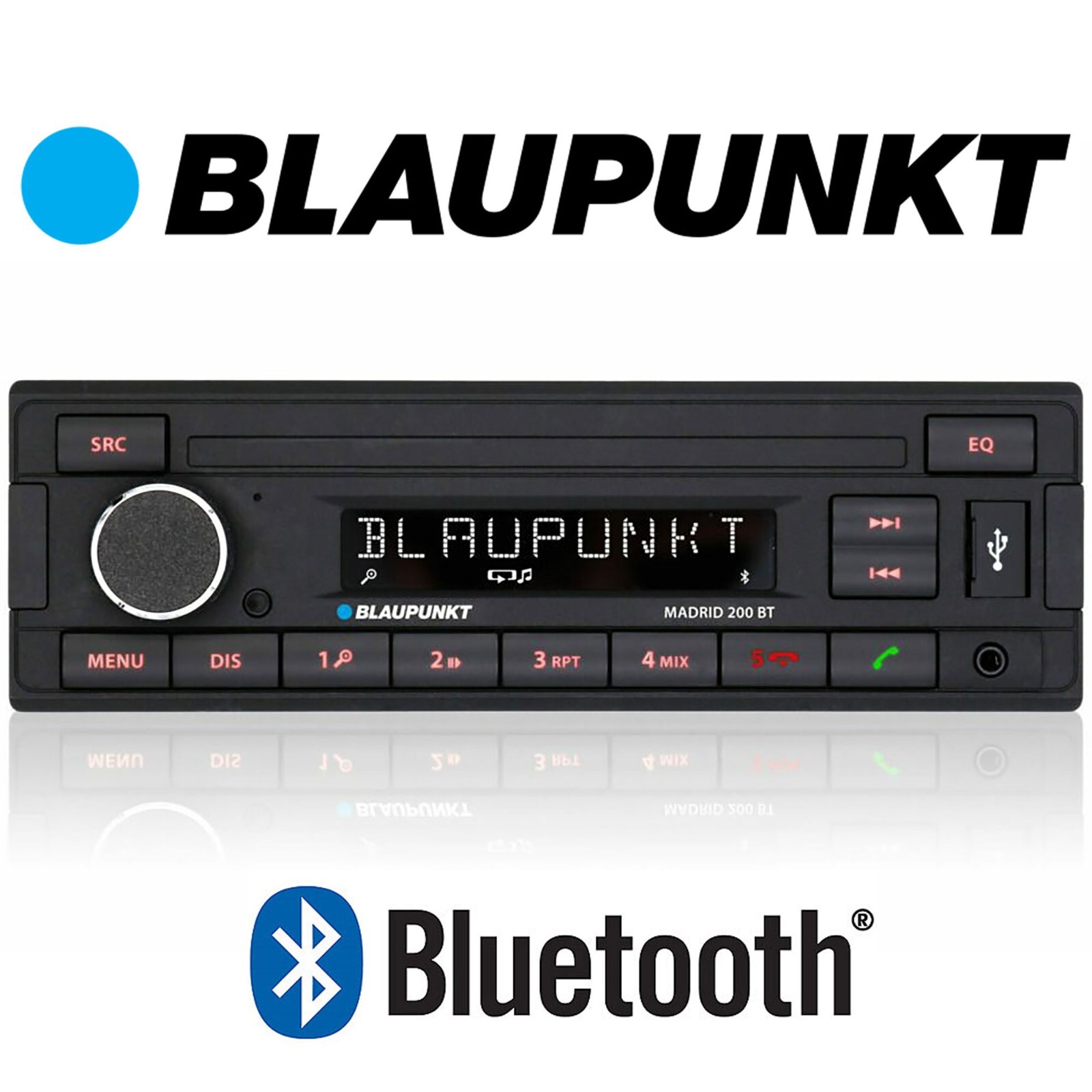 Blaupunkt Retro-look Car Stereo Madrid 200 BT Radio Bluetooth USB No CD Mech