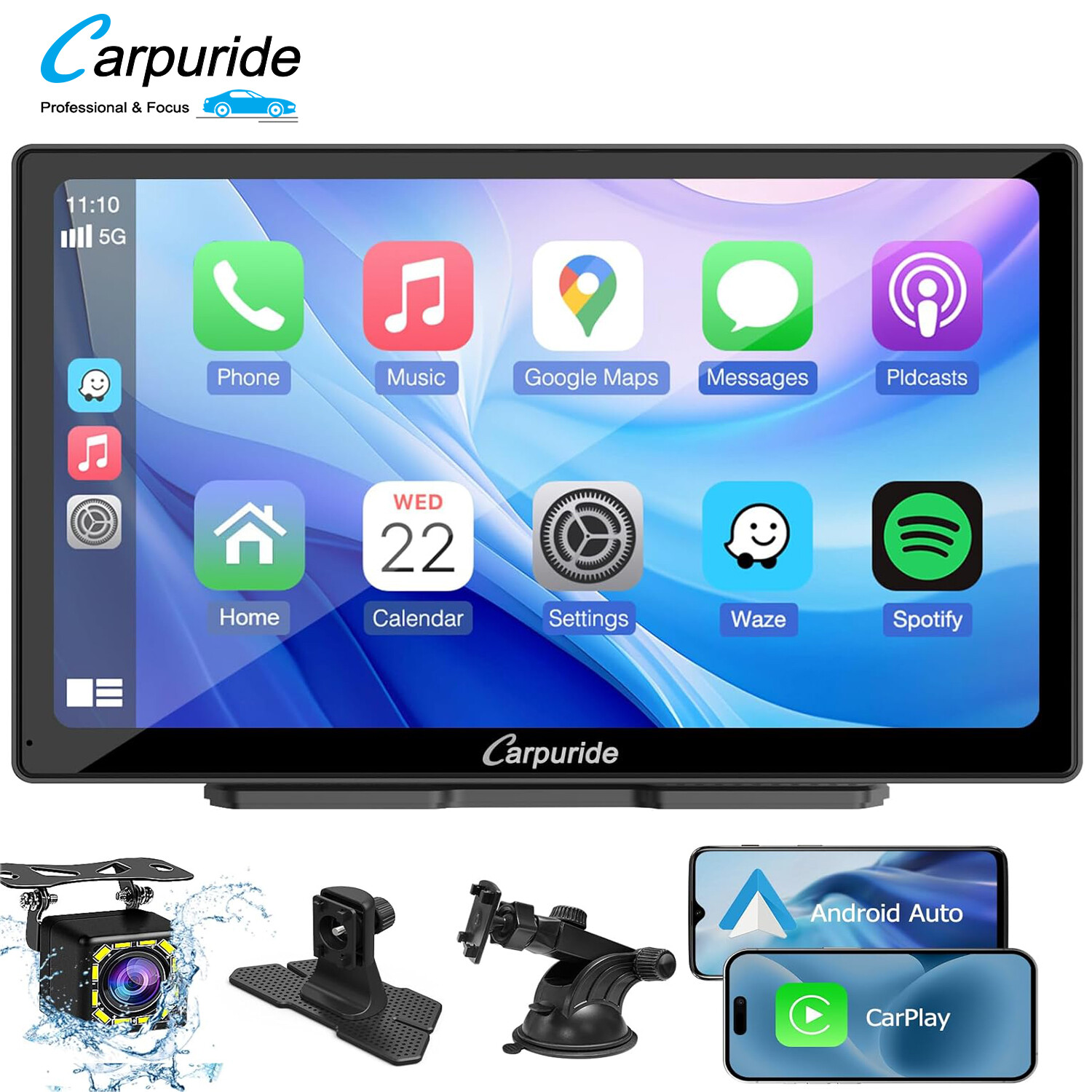 CARPURIDE C98 Wireless 9’’ Apple Carplay Android Auto GPS Navigation Car Stereo