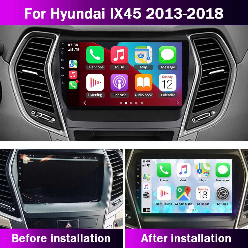 For 2013-2018 Hyundai Santa Fe IX45 In Dash Radio Rotated Stereo CarPlay Navi